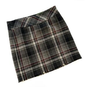 Eddie Bauer Womens 10 Gray Red Plaid Wool Blend Pencil Skirt Lined New